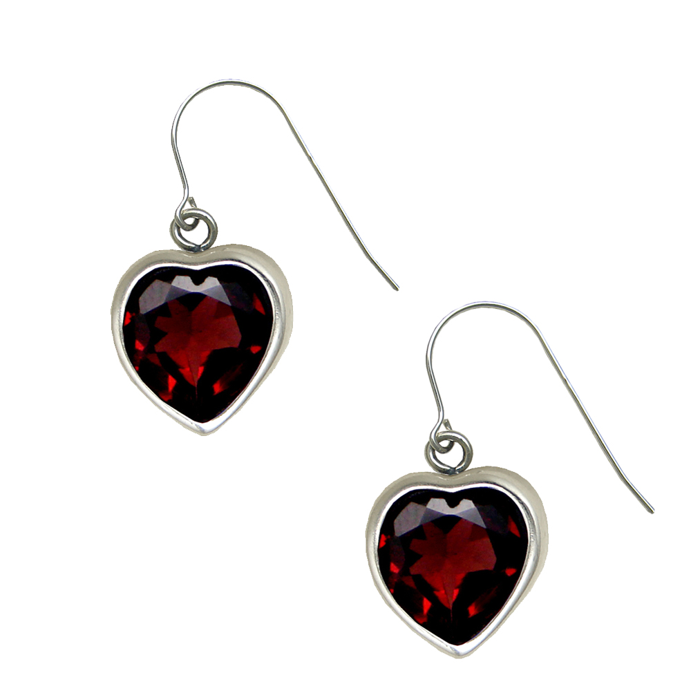 Sterling Silver For Someone You Love Heart Drop Dangle Earrings With Garnet